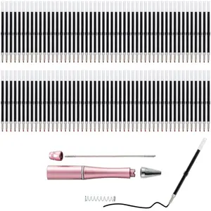 100 Pieces Plastic Beadable Pen Refills 2.44 inch Black Ink Smooth Writing Refills for DIY PPL Gift 1.0 mm Ball Size Durable Reliable