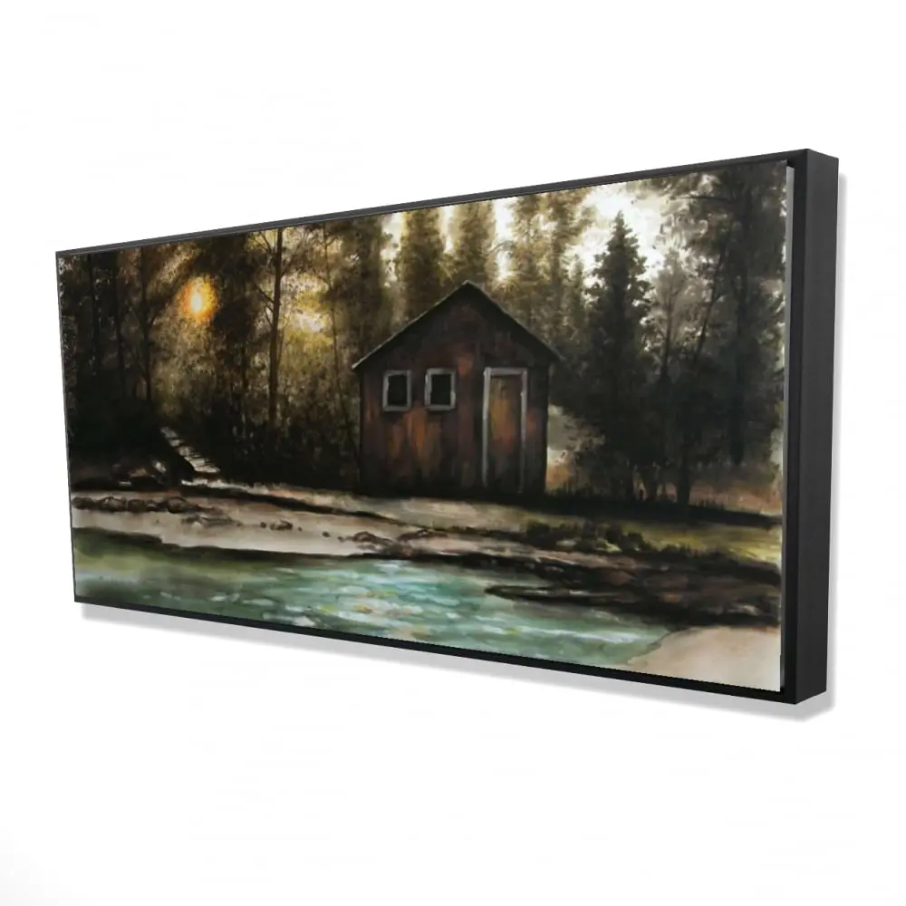 360 Stand 24x48 in. Rustic Framed Landscape Print - Cabin in the Outdoors Nature Artwork, Artistic Wood-Accented Farmhouse Home Decor, Ideal Home Supplies Gift, Decoration, Wall, Wall Decoration, Arts Chic Farmhouse Wall
