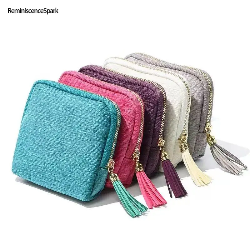 2026 New Velvet Lightweight Travel Jewelry Pouch - 5-Compartment Portable Organizer with Satin Lining, Tassel Zipper, Anti-Tangle Storage for Rings,Bracelets,Necklaces, Stylish Valentine’s Day Gift for Her (Sports & Outdoor Camping & Hiking Bag Accessory)