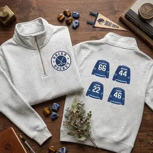 Off Campus Inspired Briar Hockey Sweatshirt, Embroidered Hockey Romance Quarter Zip, College Team Jersey Sweatshirt, Booktok Hockey Gift