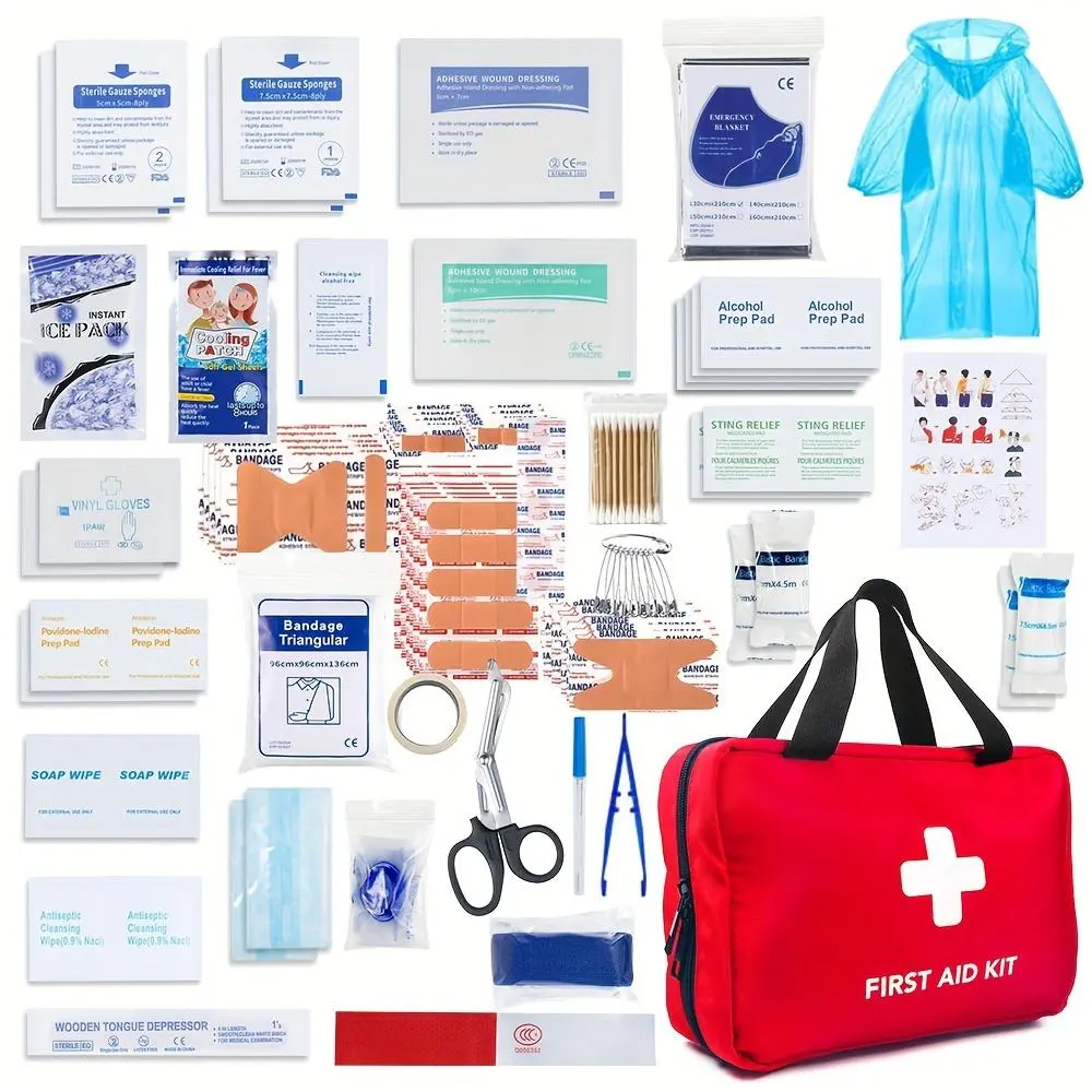 First Aid Kit, 1 Set Waterproof Compact Trauma Medical Kit for Any Emergencies, Ideal for Home, Office, Car, Travel, Outdoor, Camping, Hiking, Boating, Christmas Gift