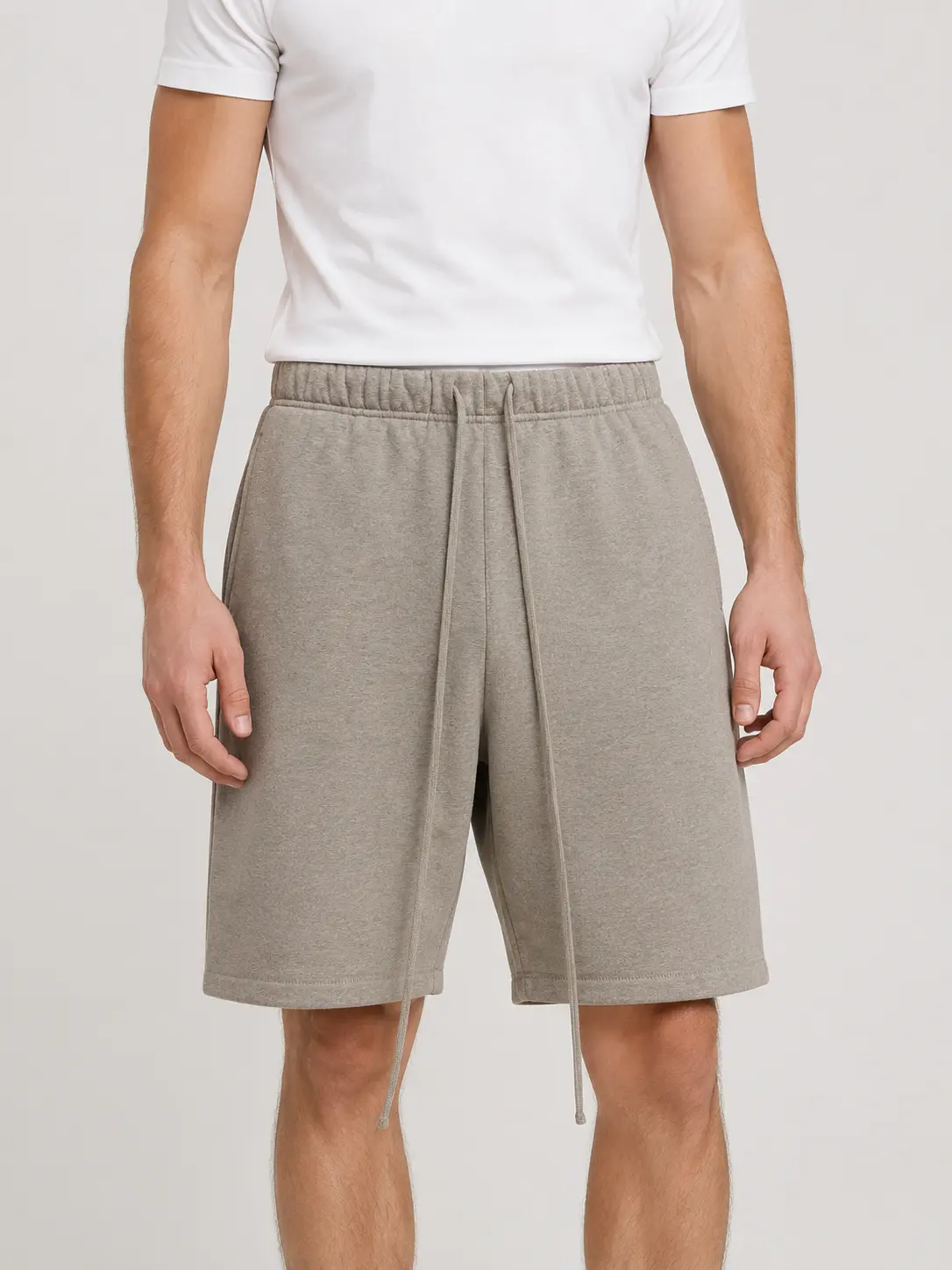 Men's Heather Grey Sweat Shorts Oversized Y2K Aesthetic Streetwear Drawstring Lounge Shorts Trending Look