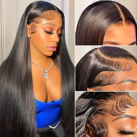 13x6 Straight Lace Front Wigs Human Hair for Women 180 Density Pre Plucked Brazilian Virgin Hair 13x4 HD Transparent Straight Lace Frontal Wig with Baby Hair 9x6 7x5 6x4 Glueless Ready to Wear Bone Straight Sleek Hair Natural Hairline Deep Parting Melted