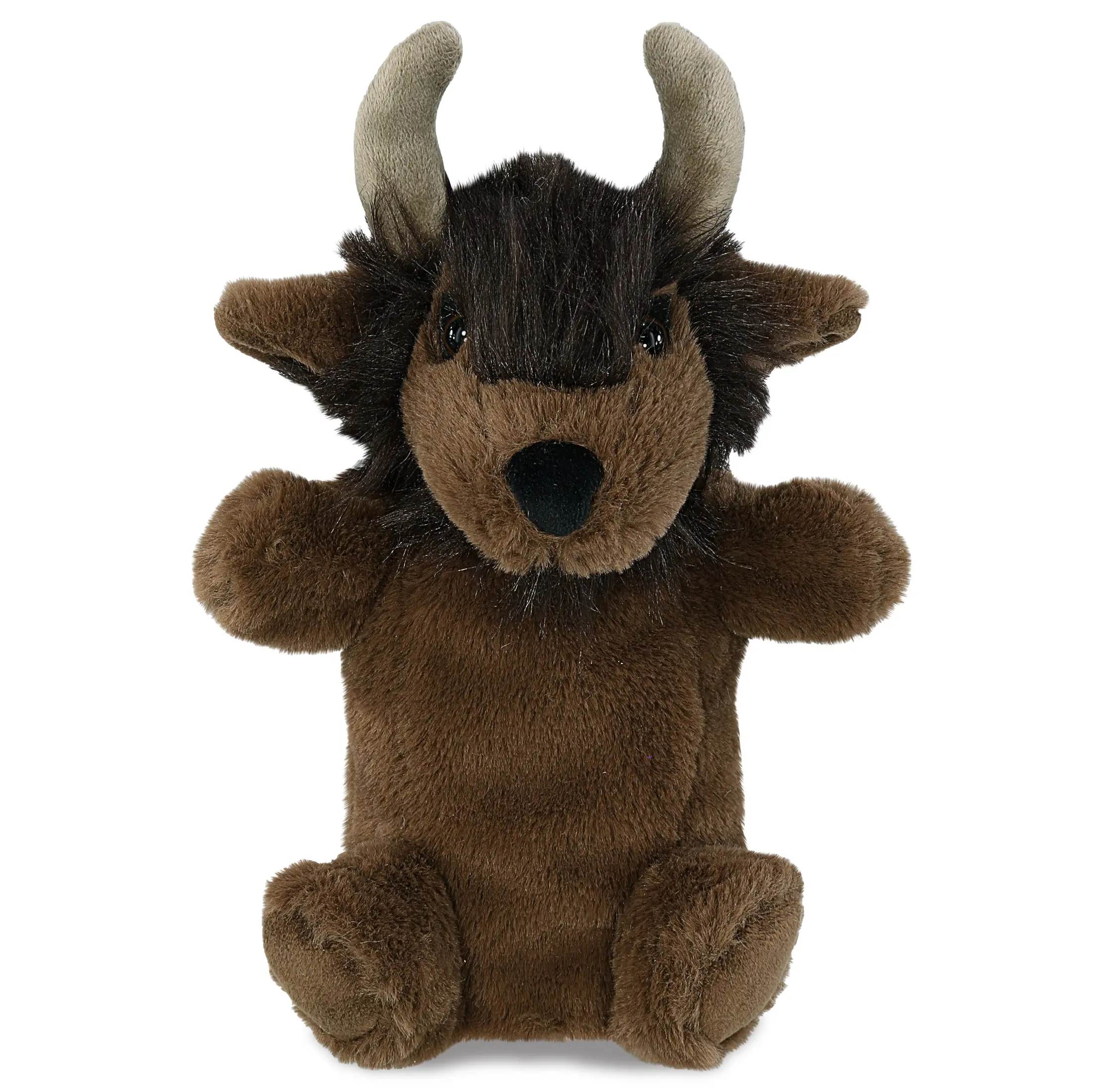 DOLLIBU Super Soft Plush Buffalo Hand Puppet - Unisex Wild Animal Stuffed Toy with Soft Fabric, Realistic Look, for Story Time, Classroom, Ages 0+, 7l×5.5w×9.5h in