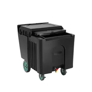 【Summervibes】VEVOR Commercial Ice Bin,  125 lbs Portable Ice Caddy, 31.5 x 22.8 x 29 inch Insulated Ice Carrier with 4 Wheels and Sliding Lid, Large Ice Bin for Catering, Kitchens, Bistros, Restaurants, and Bars