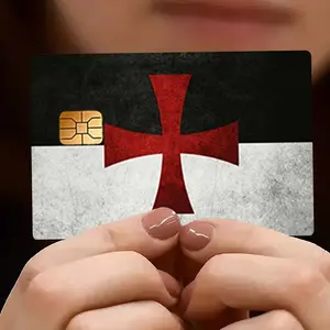 2pcs PVC Material Credit Card Stickers, High Quality and Scratch-resistant, Protect Privacy. Templar Style Black, White, and Red Maltese Stickers, Suitable Various Uses Such as Credit Cards, Transportation Cards, Debit Cards, Keys, Etc. Protects Bank