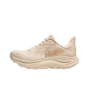 Beige Breathable Mesh Low-Top Running Shoes with Thick Cushioned Midsole and Rubber Outsole