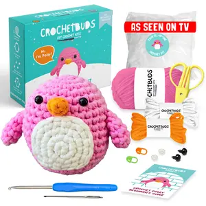 Penguin Crochet Kit For Beginners, Couples, Date Night, Kids, Adults, Anime, & Animal Lovers | DIY Gift Kit | Instructions, Yarn, Hook, Pattern, Video & Written Tutorial | Arts & Crafts For Adults