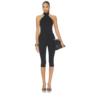 superdown Avi Open Back Capri Jumpsuit in Black