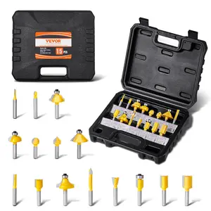 VEVOR Router Bits Set 15 Pieces Carbide Router Bit 1/4 Inch Shank Carrying Case