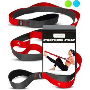 Stretching Strap with Loops - Non Elastic Stretch Band for Physical , Yoga Strap for Stretching Equipment, Stretch Bands for Exercise and Flexibility - Fascia,  &  Stretcher Belt