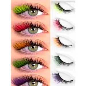 Color CatEye False Eyelashes 16-18mm C & D Curl 1 piece