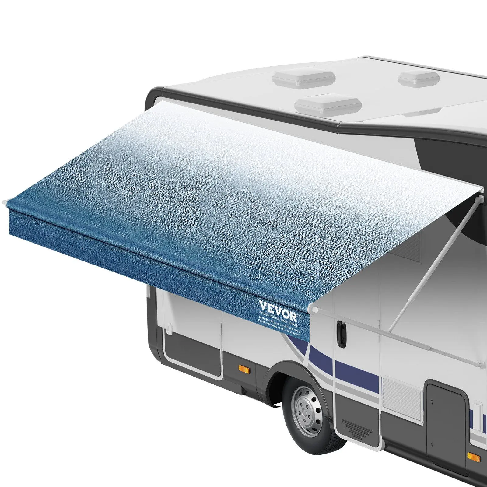 VEVOR RV Awning Fabric Replacement, 13'2" Fabric Length for 14' Awning, Heavy Duty 3-Ply 16oz PVC Camper Awning Fabric, Waterproof & UV Protection Outdoor Canopy for RV, Trailer, Motorhome, Blue Fade