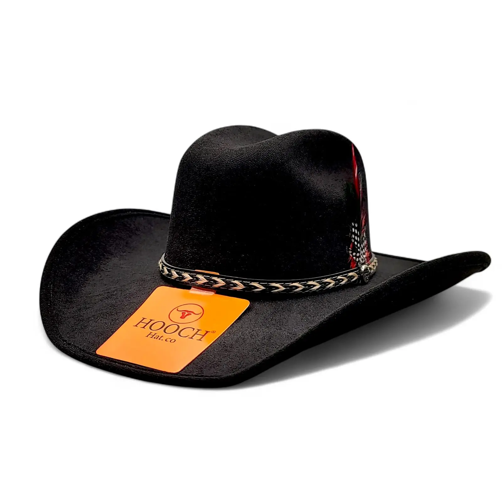 Texana Cowboy Hat for Men – Faux Felt with Feather Texana Cowboy Hat for Men – Faux Felt with Feather
