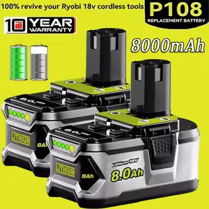 NEW 2X For RYOBI P108 18V One Plus High Capacity Battery 18 Volt Lithium-Ion 8.0Ah