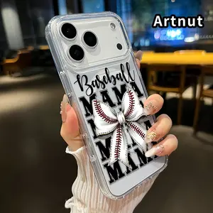 Magnetic Phone Case Compatible for iPhone 17 Pro Max Air Promax Baseball Mama Pattern Hard Acrylic Back Soft TPU Edge Shock-resistant Cover