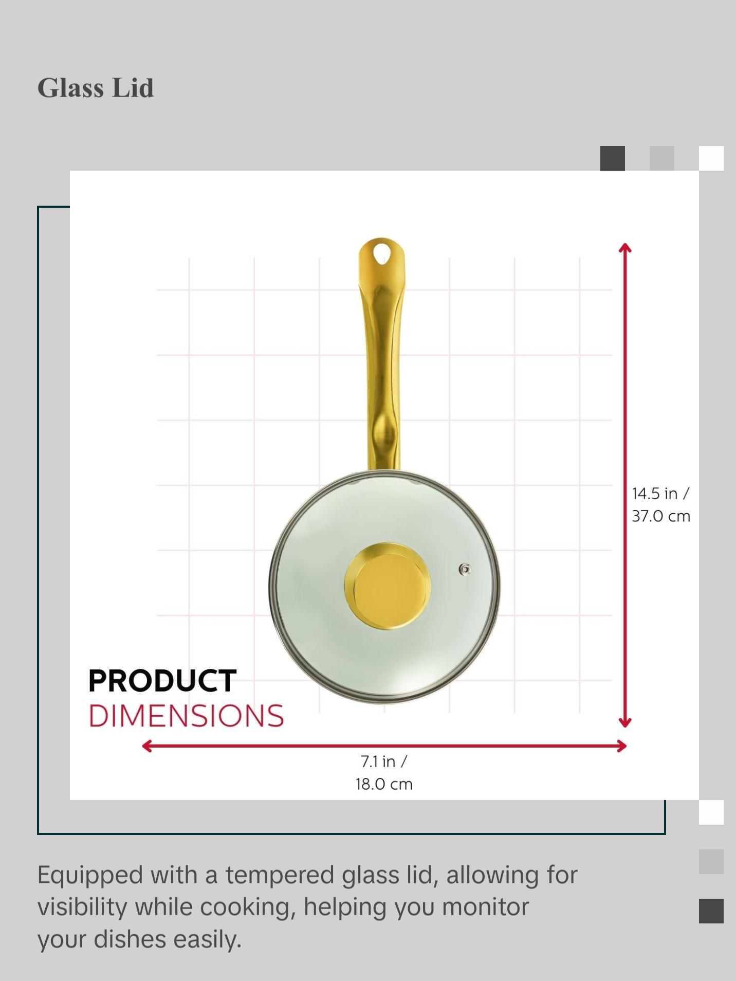 2.5QT CERAMIC NONSTICK SAUCE PAN WHITE & GOLD COLOR