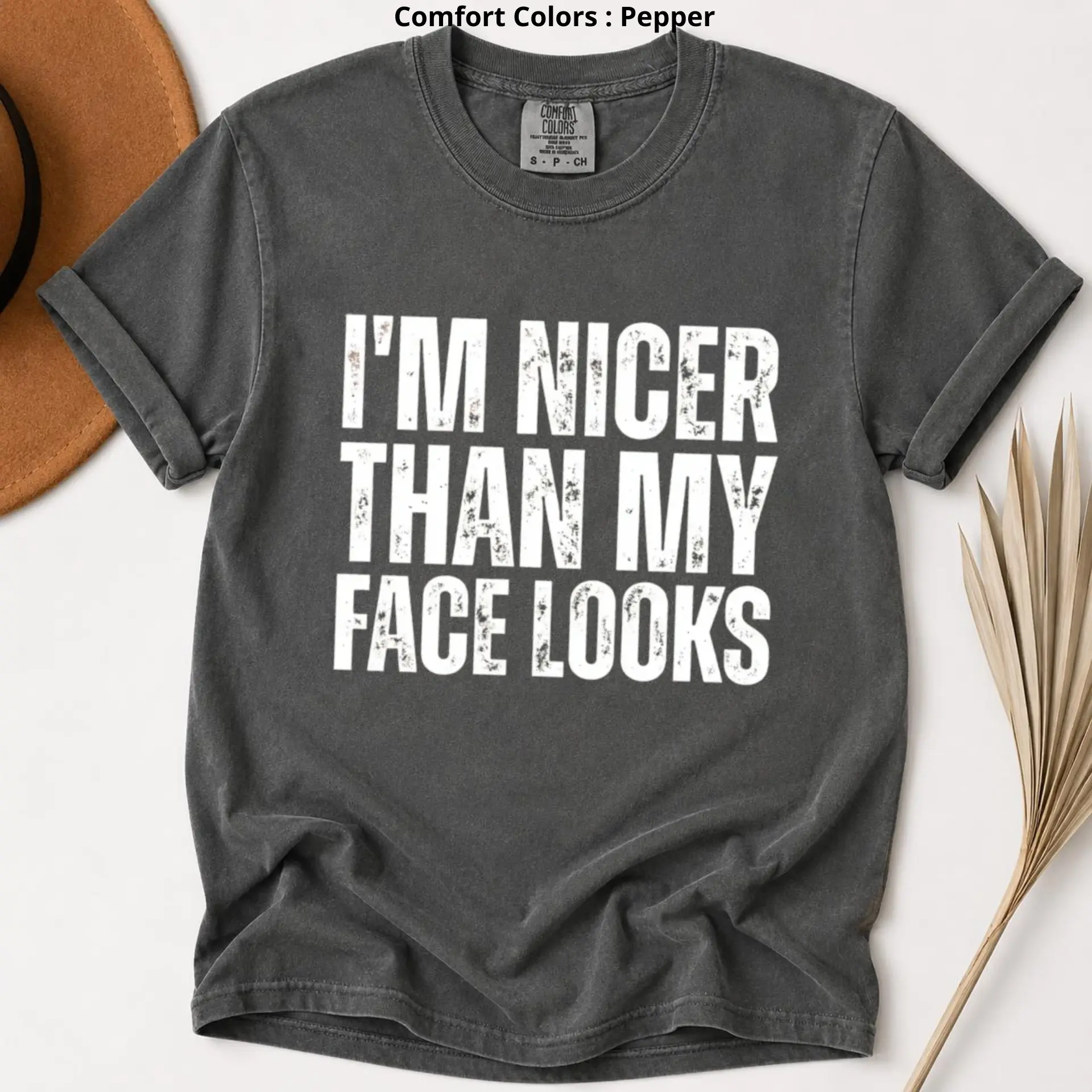 Comfort Colors I'm Nicer Than My Face Looks Shirt, Funny Sarcastic Graphic Tee, Resting Face Humor T-Shirt, Funny Women's Top, Introvert Gift, Sassy Casual Shirt, Trendy Unisex Tee, Funny Gift for Women, Everyday Comfort Colors Shirt - Trend Cotton Shop