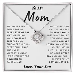 My Mom Thank You | Gift For Mom, Present From Son, Xmas Christmas Bonus Mother, Custom Necklace To Mama, Jewelry Birthday Bday, Step Up