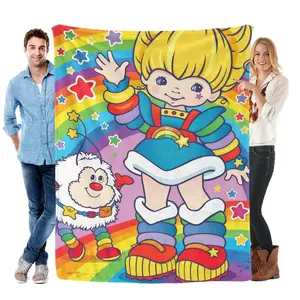 Rainbow Brite 80s Retro Cartoon Blanket Ultra Soft Flannel Fleece Cozy Warm HD Print Starlite Color Kids Magical Horse Bedroom Couch Sofa Throw Decor Decorative Throw Perfect Birthday Gift Christmas Gift for Nostalgia Fans Adults Women Men Vintage Style