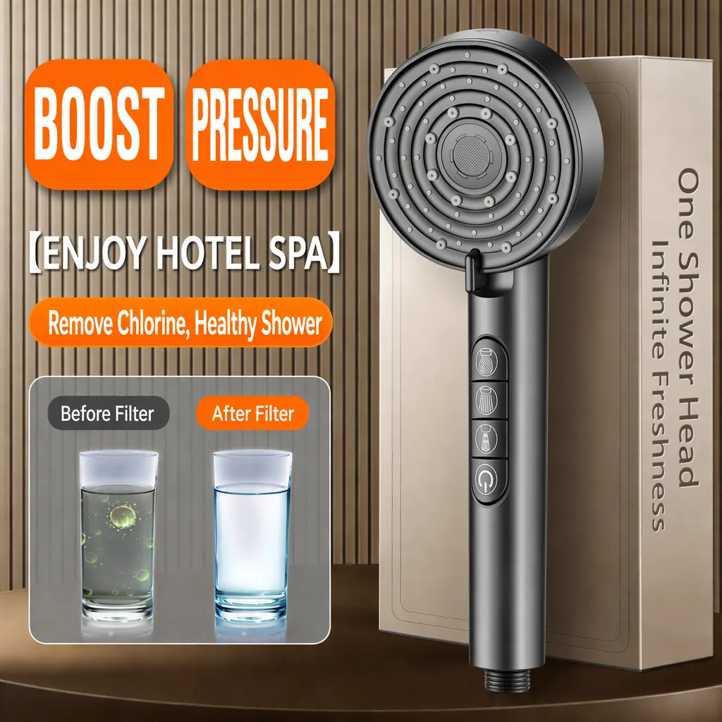 2026 Flagship Upgrade! 10-Level Turbo Boost Handheld Shower Head | 4.72" Extra-Large Panel + 132 Self-Cleaning Nozzles | (Rain / Massage / Gentle Rain) | Air-Energy Water-Saving Boost | Explosion-Proof Hose + Wear-Resistant ABS Body