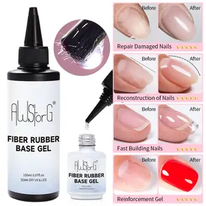 AWStorG 5.07 oz Fast Repair Fiberglass Gel, Clear Fiberglass Rubber Base Gel, Nail Strengthening & Repair Builder Gel, Hypoallergenic Alcohol-Free Soak-Off Quick-Dry Nail Extension Gel for Nail Art Nail polish gel、spring nail、Easter nail、gift for mom