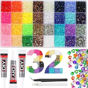 Mother's Day Gift DIY Gemstone Kit, Resin Rhinestones, Rainbow Gems, Glue, Tweezers, Nail Art Decor, Craft Supplies