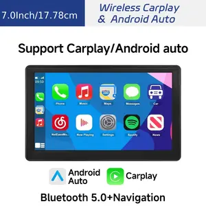 Portable Wireless CarPlay Screen 7 Inch Double Din Car Stereo Apple Carplay Android Auto Multimedia Player Backup Camera 4K Night Vision Collision Sensor Parking Monitor Mirror Link Navigation Wireless Handsfree Calling Music Streaming Voice Control All V