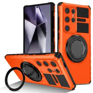 360 Degree Rotatable Magnetic Phone Case with Ring, Shockproof Phone Protective Cover, Protector, Phone Accessories Compatible with Smartphone Samsung Galaxy S25 Ultra S25 Plus, Casing, Cellphone Protection, Shockproof Cellphone Accessory