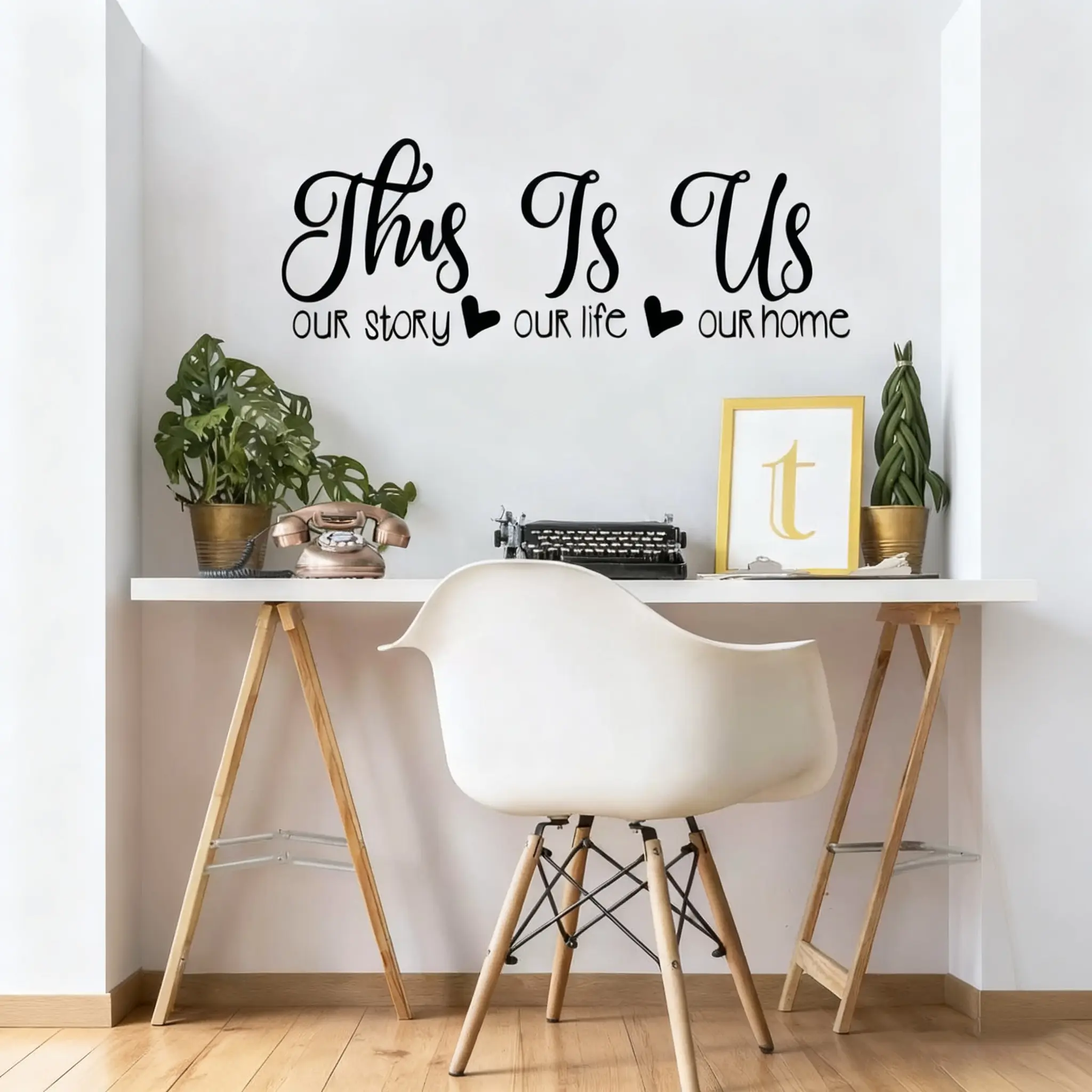 1 piece of love English slogan decorative wall sticker, this is us, our story, our life, our home, family wall decal, love quote, vinyl wall lettering, home decoration, peel and stick. Christmas holiday party. Atmosphere decoration.