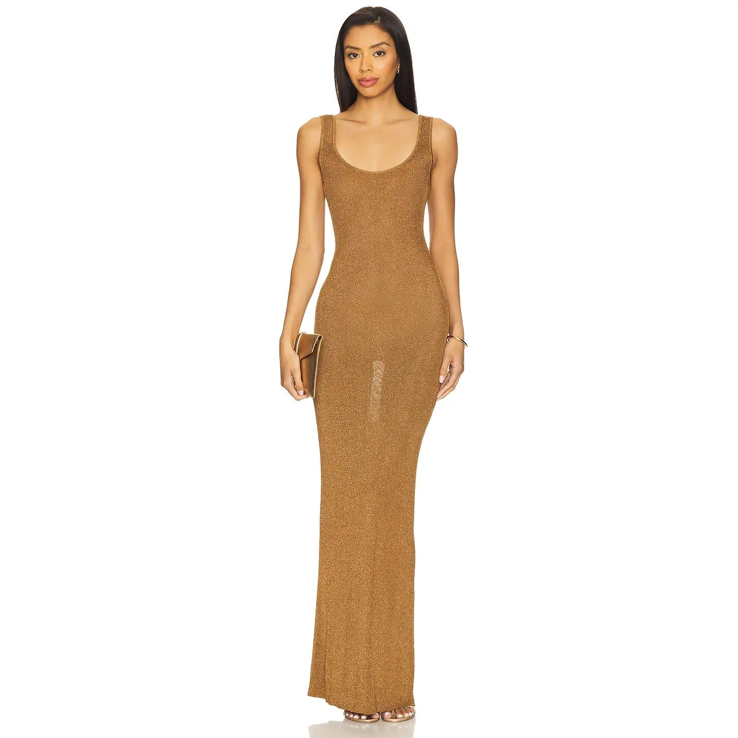 Lovers and Friends Benilda Metallic Maxi Dress in Bronze