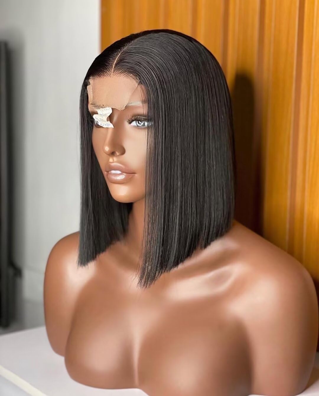 CCLG 2x6 HD Lace Short Straight Bob Wig — 100% Human Hair, Natural Hairline & Easy Install  Ready to Go Middle Parted Glueless Bob Wig Natural Black
