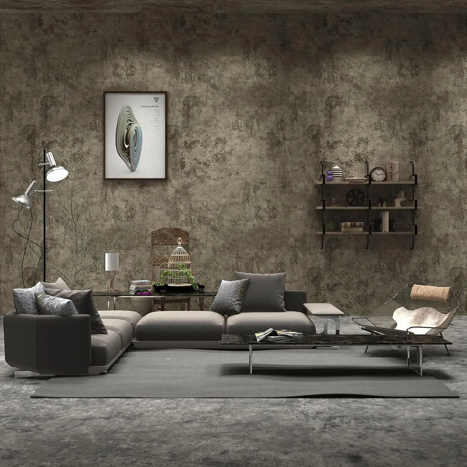 Industrial Style Wallpaper Beige Grey Cement Concrete Contact Paper Self Adhesive Removable Vinyl Wall Paper Roll 16*118inch Matte Wall Cove [Thicken] Kitchen Bathroom Studio Peel Stick