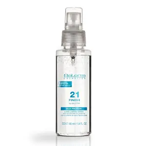SALERM - Illuminating Hair Spray - Salerm 21 Finish - 100 ml - with Silk Proteins - Final Illuminating Touch - Hydrates and Adds Shine to Hair - Immediate Result - Heat Protector