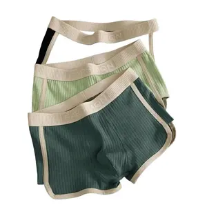 3pcs Men's Sporty Stripe Waist Band Elastic Soft Breathable Comfortable Boxer Briefs Set for Wedding Christmas Nightwear Menswear