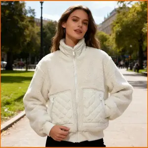 Women's Winter Insulated Warm Coat Solid Color Patchwork Pockets Zipper Closure Relaxed Collar Thick Fleece Comfy Cozy Versatile Daily Casual Outdoor Wear