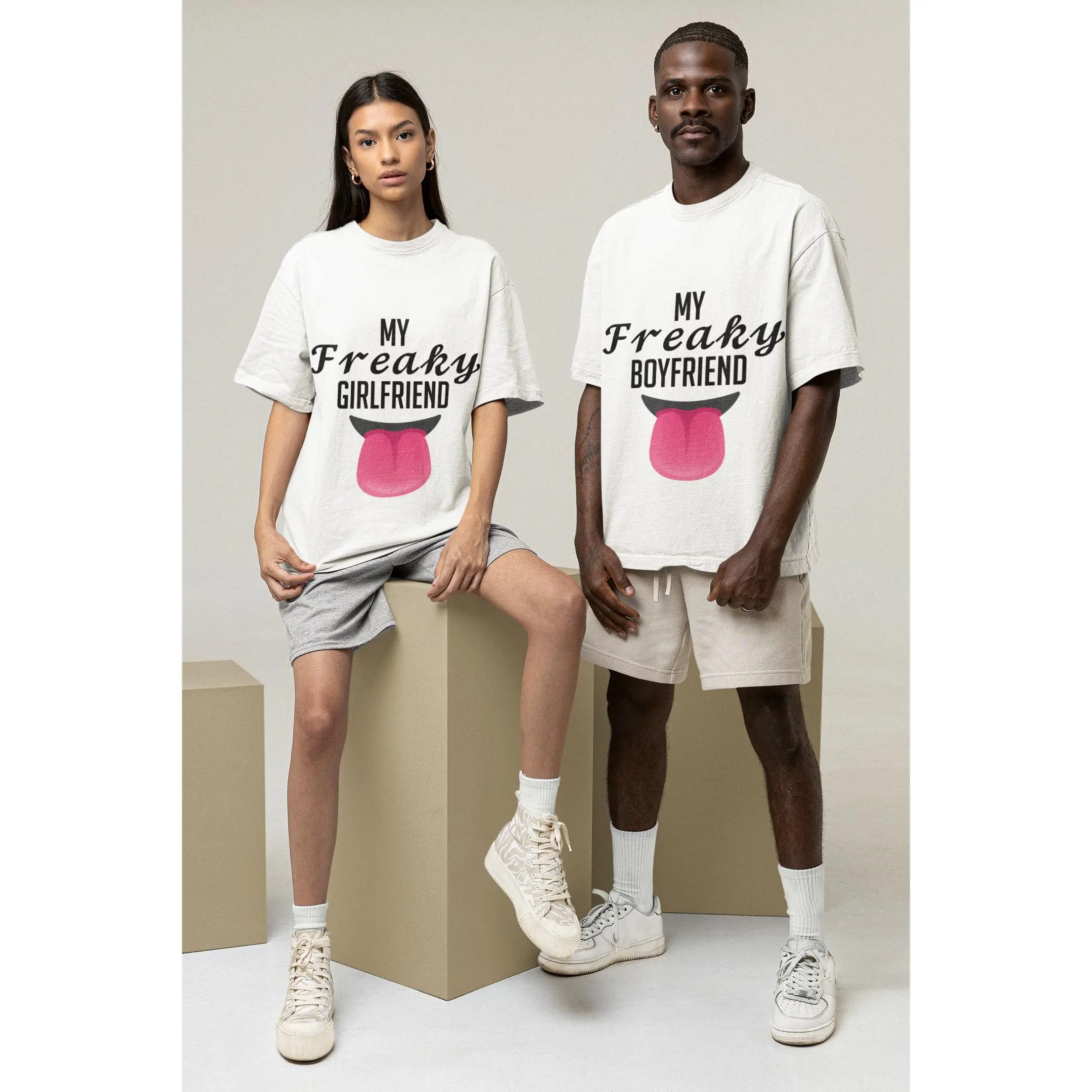 My Freaky Boyfriend/Girlfriend Shirt in White Matching Shirt, Cute Couple Shirts, Casual Couples Clothing, Couple Matching shirts, Custom shirt, T-shirts for couples, love tees, Funny couples shirt