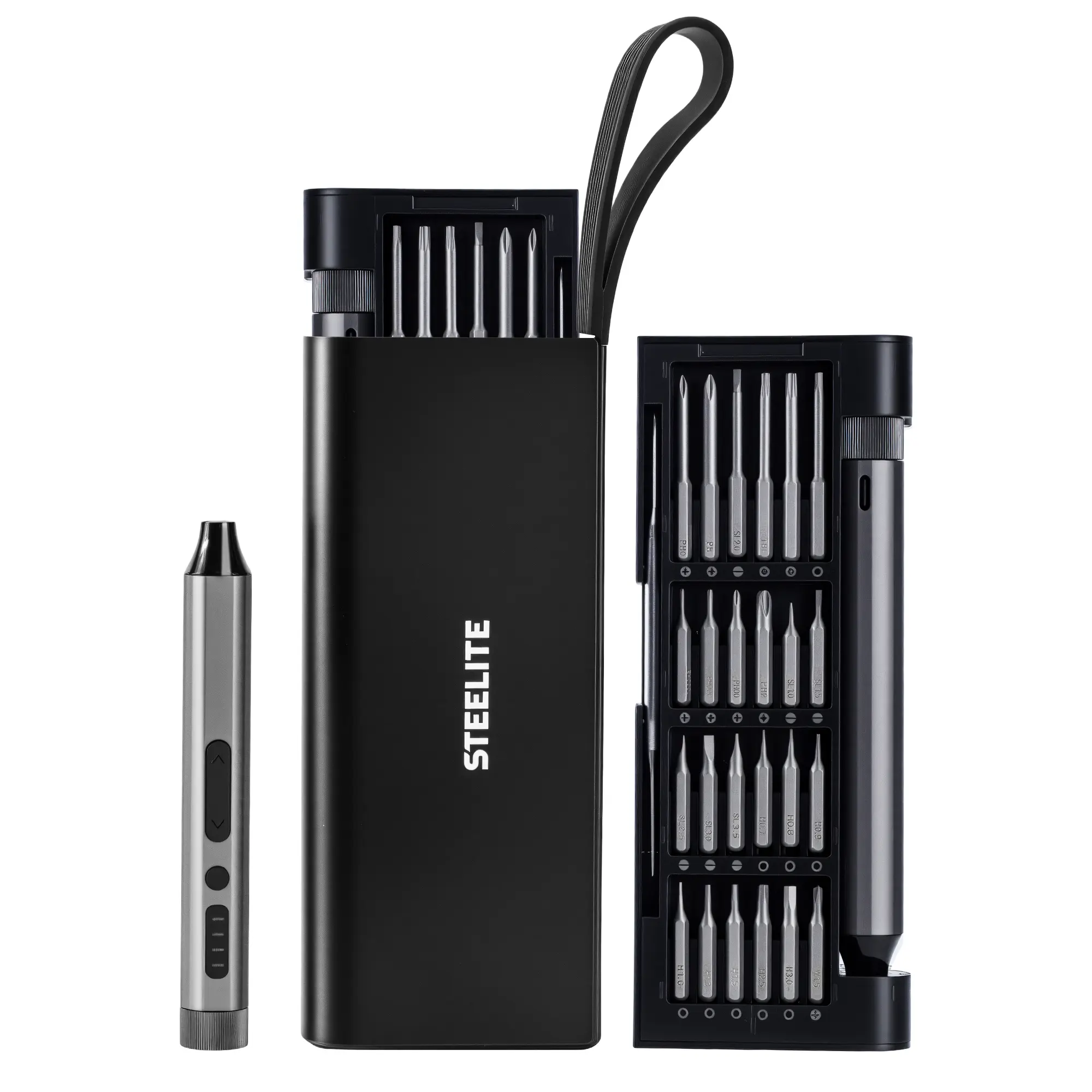 Steelite 53-in-1 Cordless Electric Screwdriver, Rechargeable Precision Repair Kit, S2 Steel Bit Set, LED Portable Tool for Phone Laptop Electronics DIY, Gift for Tech Lovers, Power Tool Accessory, Rechargeable Tools