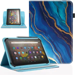 11 12 Inch Android Tablet Case,360  Rotatable Multiple Viewing Stand Cover for 10.9" 11" 11.5" 12" and  10.9-12 Inch Touchscreen Tablet,Blue Marble