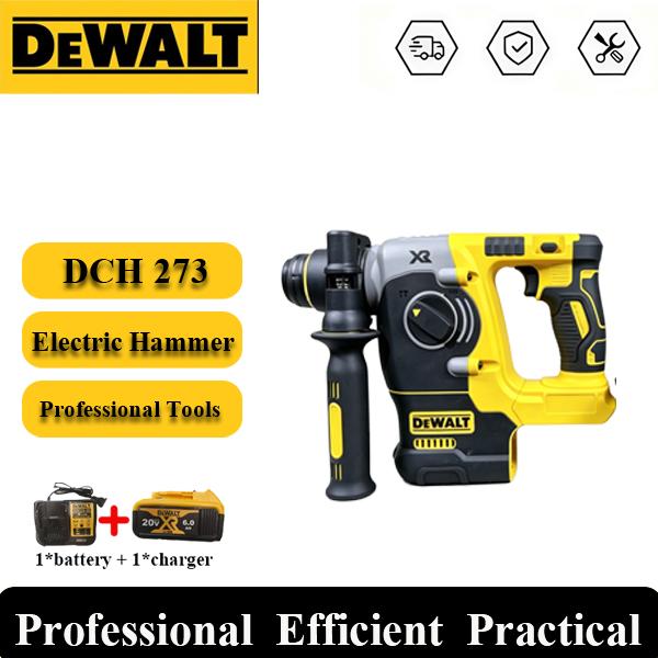 DEWALT DCH273 20V Brushless Cordless Rotary Hammer - 2.1J Impact Energy, 0-1100RPM, 0-4600BPM, SDS Plus, Tool Only or Kit with 1 Battery & Charger for Concrete, Brick and Stone Drilling