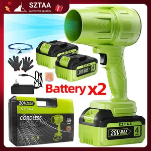 SZTAA 1500W Turbo Jet Blower CYJ-2D-green Cordless Leaf Blower with 2 Batteries 20V Max 4Ah Brushless Pure Copper Motor for Car Drying & Garden Maintenance
