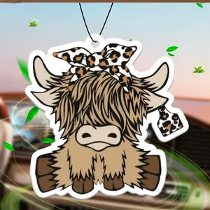 Cartoon Cow Design Car Air Freshener, Car Scents, Car Fragrance, Car Interior Diffusers, Car Rear-view Mirror Hanging Aromatherapy Tablet Decoration, Car Interior Decoration Accessories, Car Decals