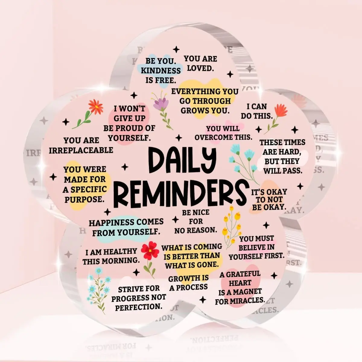 Inspirational Daily Reminders Flower Shape Acrylic Decorative Plaque Sign, Motivational Positive Belief Desk Decor, Home Bedroom Dorm Office Decor Gift, Home Decor Products, Acrylic Desktop Decoration