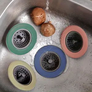 4PCS Silicone Sink Strainer Stopper Kit, Universal Kitchen Sink Drain Cover Plug & Food Debris Catcher, Anti-Clog Mesh Garbage Disposal Protector for Bathroom & Kitchen