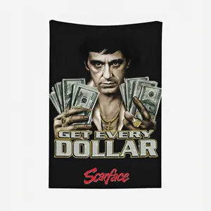 For Gangster Film Aficionados Ultra Soft Plush Scarface Tony Montana Say Hello to My Little Friend Gun Scene Print Throw Blanket Cult Classic Cinema Cozy Lounge Decor Essential