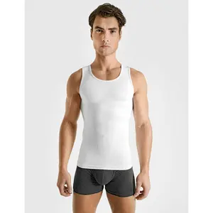 Seamless Compression Tank Top - Men’s Crewneck Sleeveless Top in White, Versatile for Various Outfits and Activities
