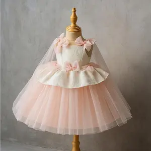 3023 girl pink floral dress sweet dress suitable for birthday gift birthday party anniversary celebration outdoor photography