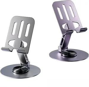 2Pcs  Phone Tablet Holder Metal Phone Stand 360° Rotation All Kinds Cellphone Foldable  Office Desk Adjustable Portable for Travel