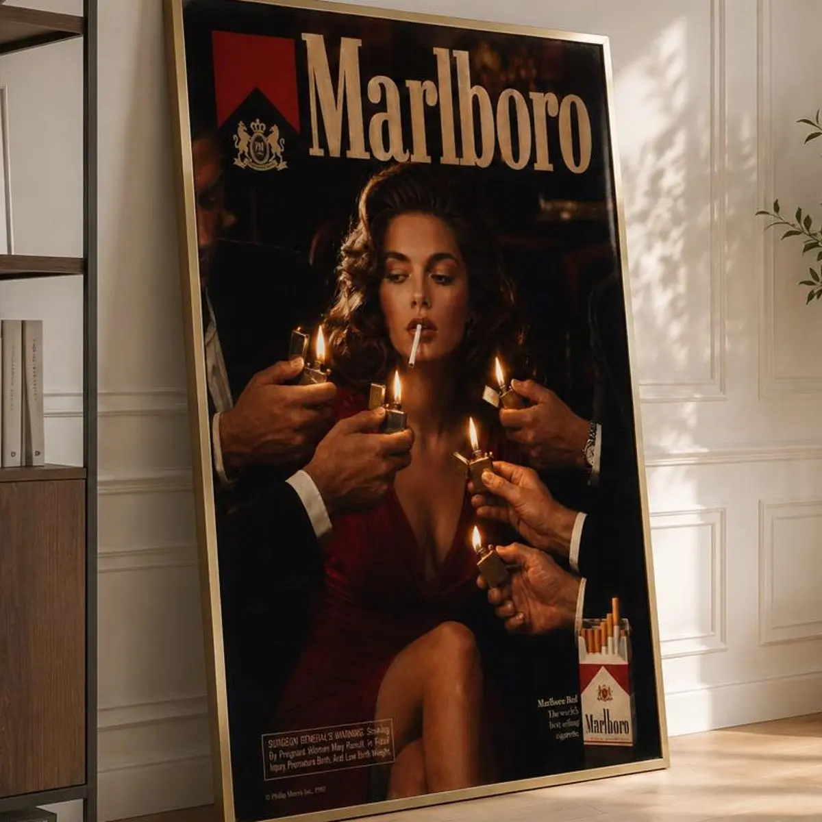 Vintage Marlboro Poster, Retro Glamour Wall Art, Noir Fashion Print