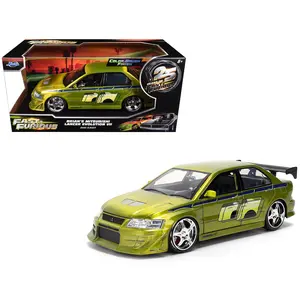 Brian's Mitsubishi Lancer Evolution VII Green Color Brush Finish "25 Years of Fast & Furious" 1/24 Diecast Model Car by Jada